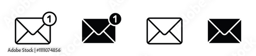 Mail notification icon set. Message mail icon vector set. E-mail envelope icon. Notification new message inbox, received, icon sign