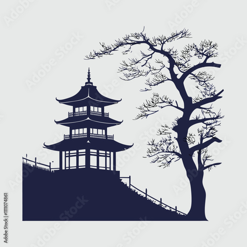pagota silhouette vector art and illustration