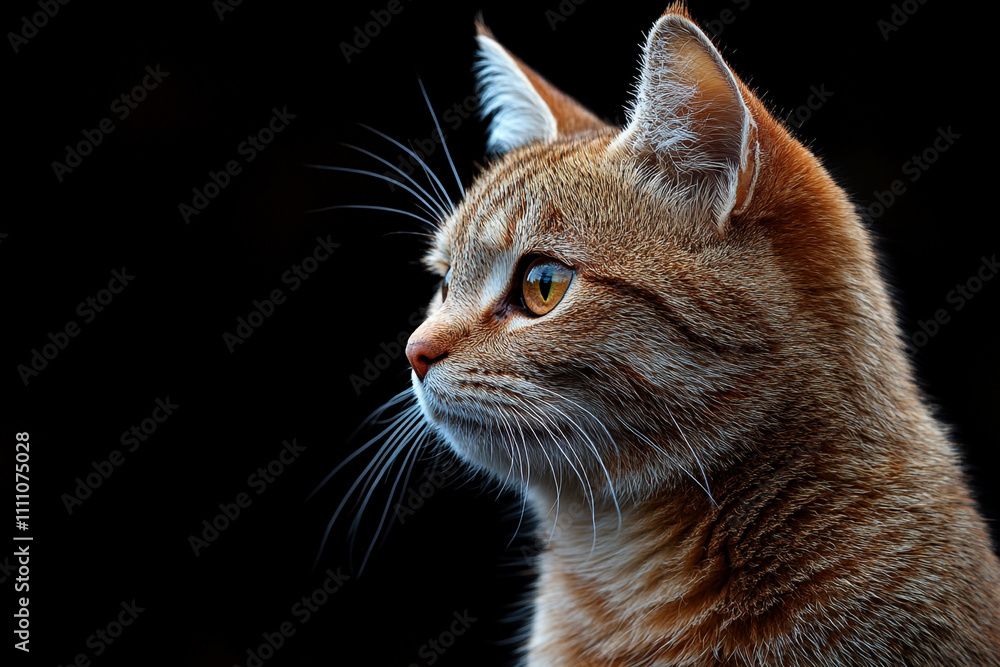 A Ginger Cat Profile Against A Dark Background A Ginger Cat Profile Against A Dark Background