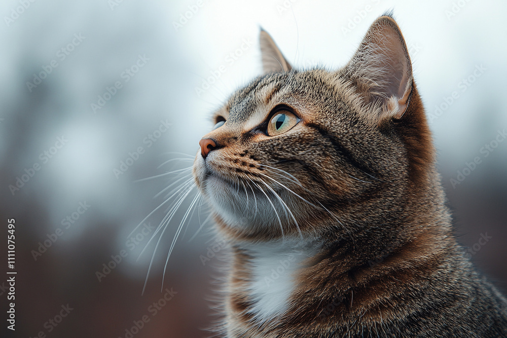Tabby Cat Gazing Pensively Into The Distance Tabby Cat Gazing Pensively Into The Distance