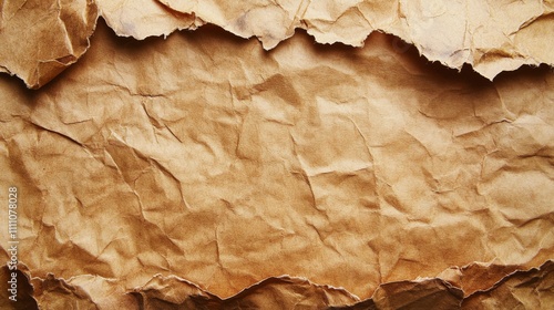 A Close-Up of a Crumpled Brown Paper Texture