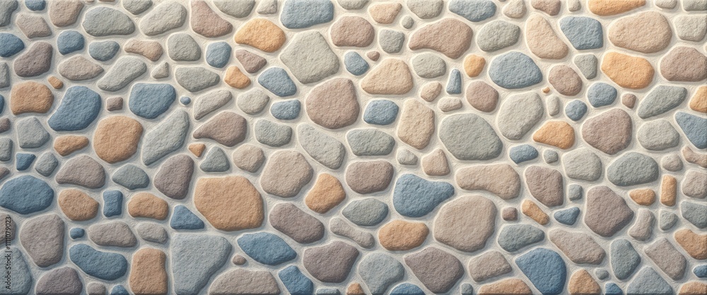 Surface covered with smooth river stones in pastel shades of blue, beige, gray, and light brown. A calming blend of rounded pastel stones, woven together in natural harmony. A mosaic of river stones, Surface covered with smooth river stones in pastel shades of blue, beige, gray, and light brown. A calming blend of rounded pastel stones, woven together in natural harmony. A mosaic of river stones,