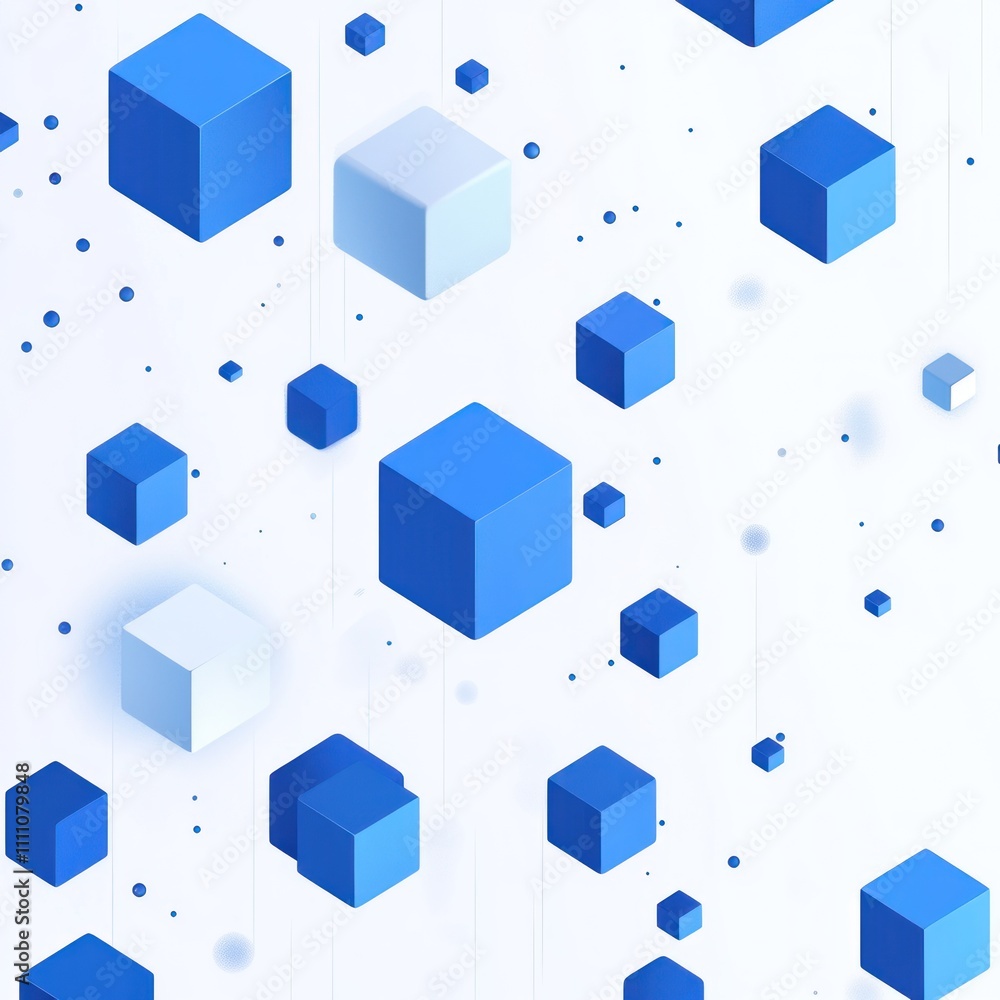 Abstract background with floating blue and white cubes. Abstract background with floating blue and white cubes.