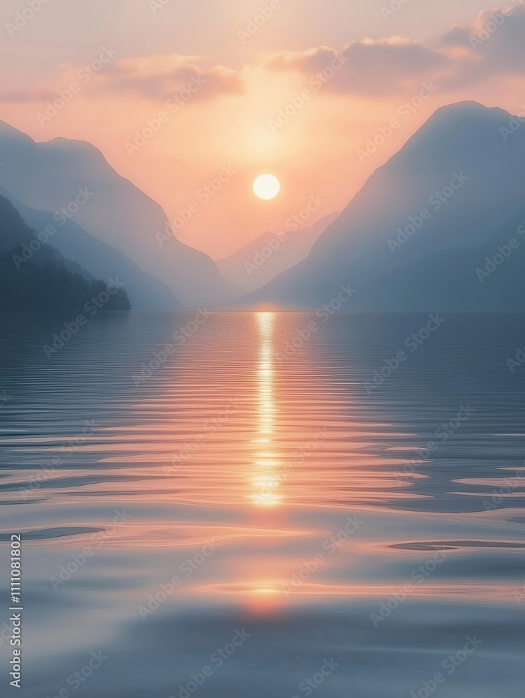 Serene sunset over a lake. Calm water reflects the vibrant colors of the setting sun. Mountains create a backdrop to the tranquil scene. Ideal for travel, nature, or peace themed projects. Serene sunset over a lake. Calm water reflects the vibrant colors of the setting sun. Mountains create a backdrop to the tranquil scene. Ideal for travel, nature, or peace themed projects.