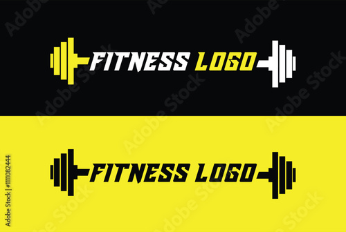 Fitness logo with barbell. Fitness Gym logo Vector.