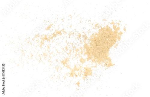 Sesame flour scatter isolated on white, top view	 photo