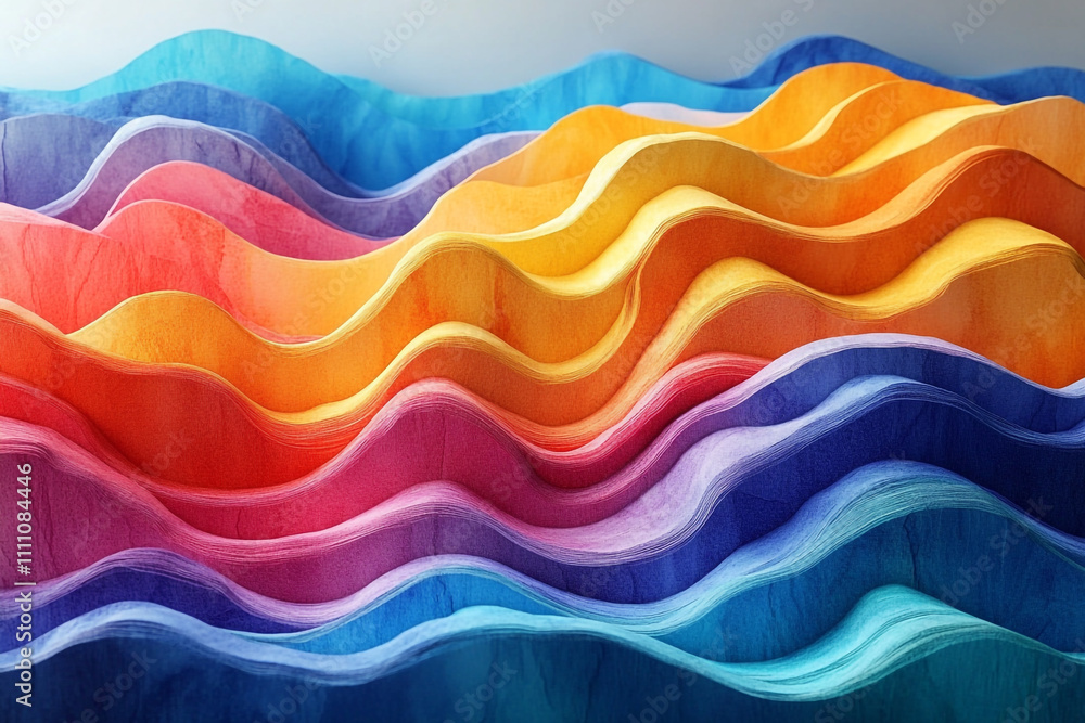 Colorful Layered Waves Abstract Art Design Colorful Layered Waves Abstract Art Design