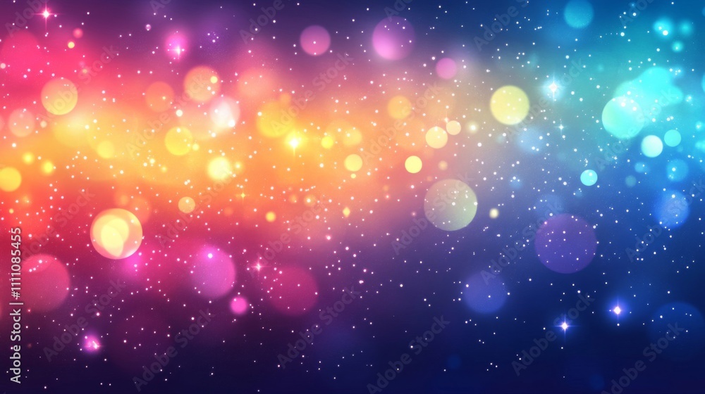 Abstract background with colorful blurred lights and white specks Abstract background with colorful blurred lights and white specks