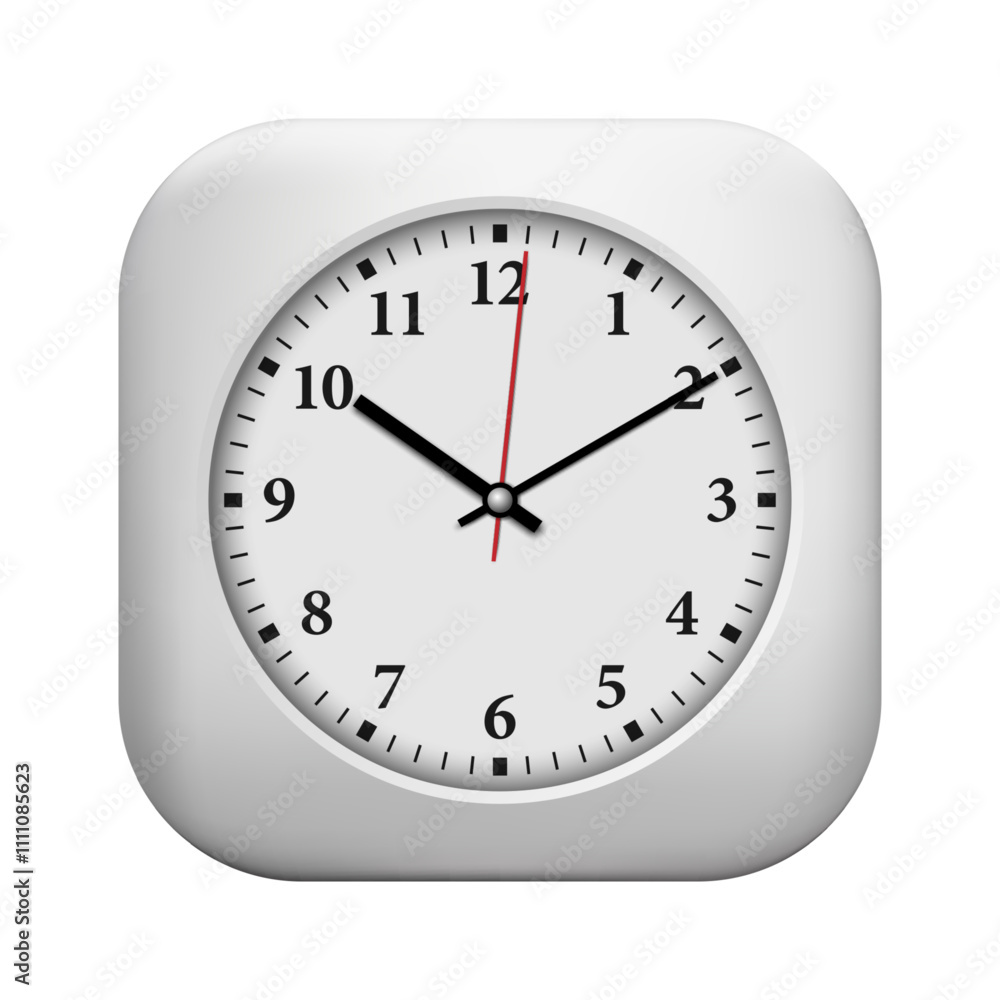 Minimal white clock application icon, vector illustration Minimal white clock application icon, vector illustration