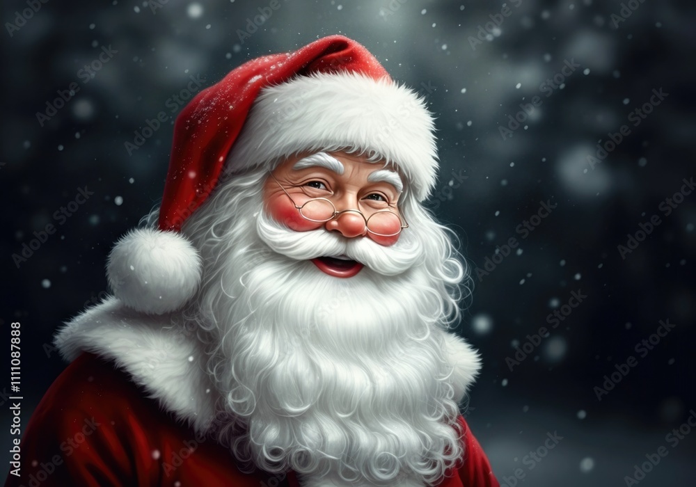A cheerful Santa Claus with rosy cheeks and a flowing white beard A cheerful Santa Claus with rosy cheeks and a flowing white beard