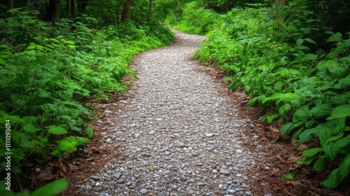 A Winding Gravel Path Through Lush Green Foliage