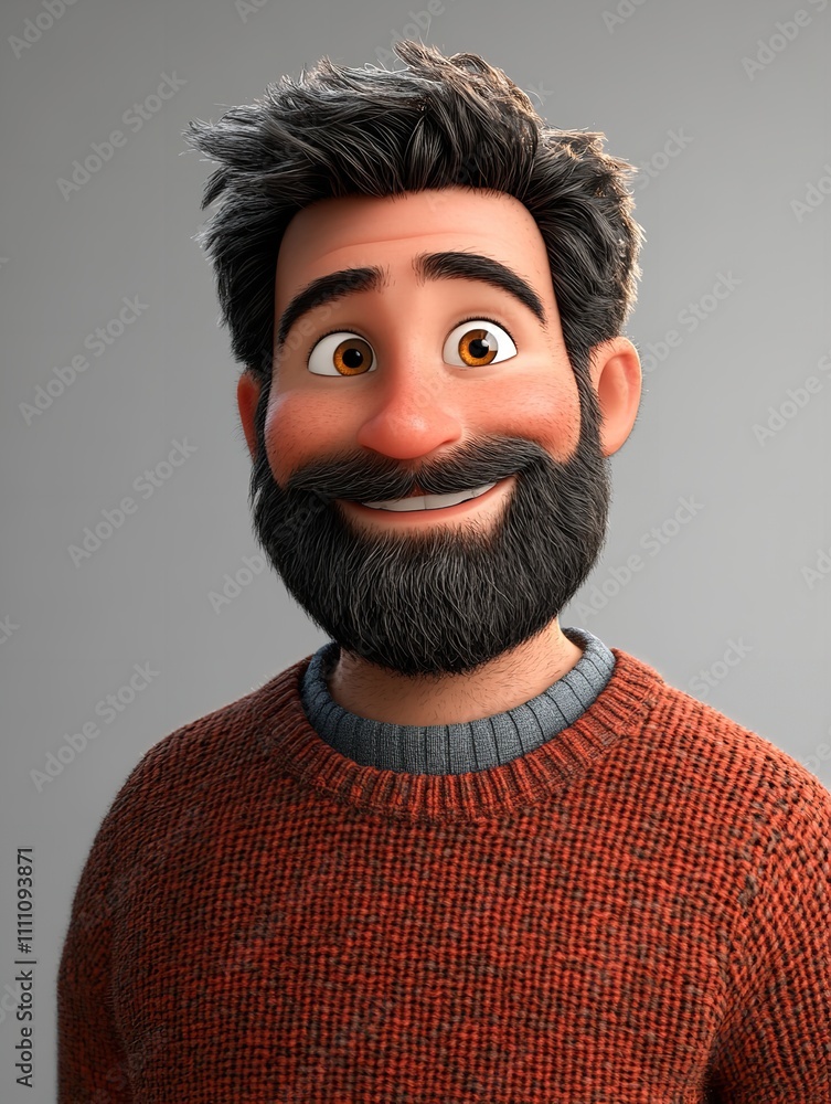 3D Avatar of a Man with a Beard and a Happy Expression 3D Avatar of a Man with a Beard and a Happy Expression