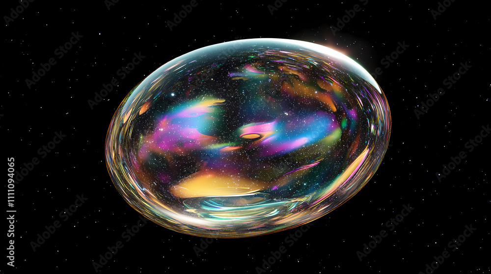 Photo & Art Print Clear iridescent fluid floating in zero gravity in a ...