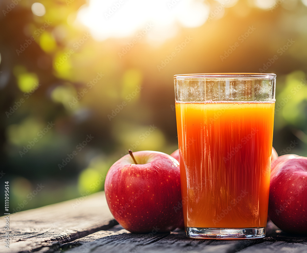 Fototapeta premium apple juice and apple