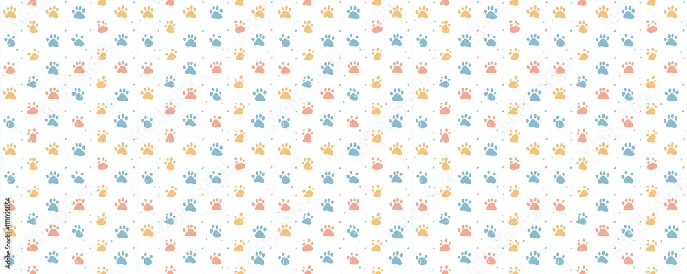seamless pattern of Pastel blue orange paw prints cheerful pet design seamless pattern of Pastel blue orange paw prints cheerful pet design