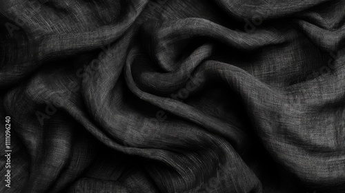 Wrinkled Black Fabric with a Subtle Texture