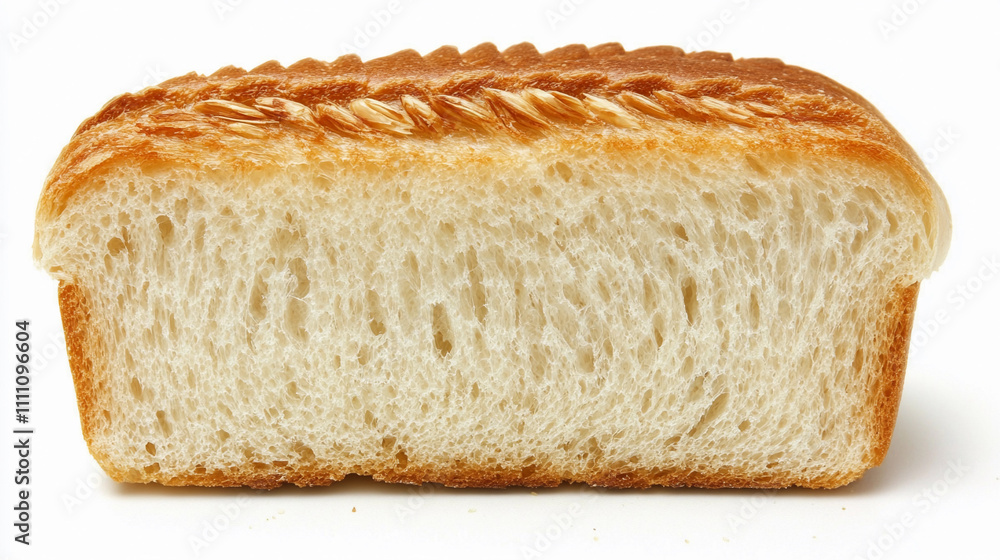 Freshly sliced loaf of bread showcasing its soft texture and golden crust Freshly sliced loaf of bread showcasing its soft texture and golden crust
