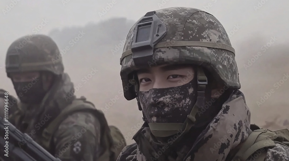 some asian soldiers in full combat gear, performing intense military training exercises in a rugged terrain, wearing camouflage uniforms with tactical vests, helmets, and face paint, some asian soldiers in full combat gear, performing intense military training exercises in a rugged terrain, wearing camouflage uniforms with tactical vests, helmets, and face paint,