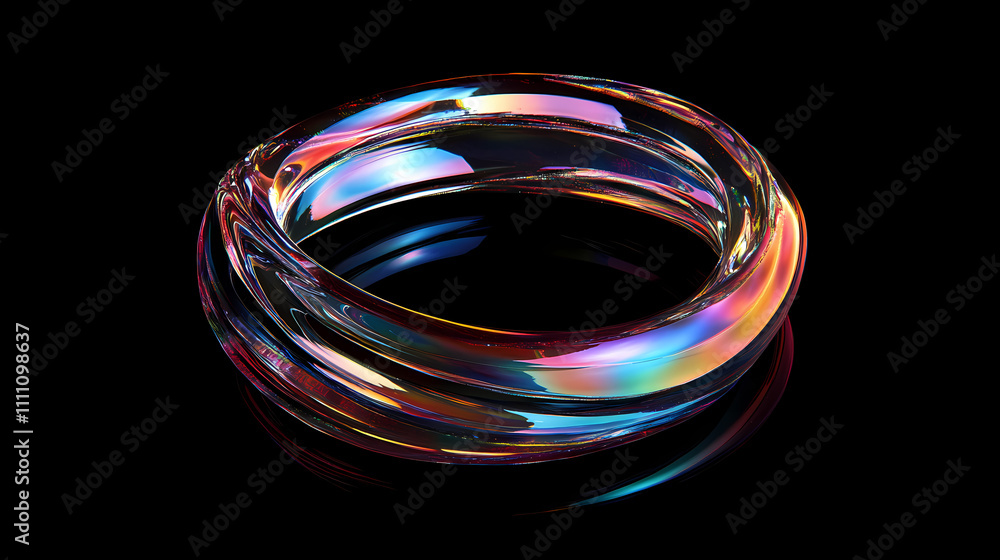 Abstract iridescent ring on a black background. Iridescent. Illustration Abstract iridescent ring on a black background. Iridescent. Illustration
