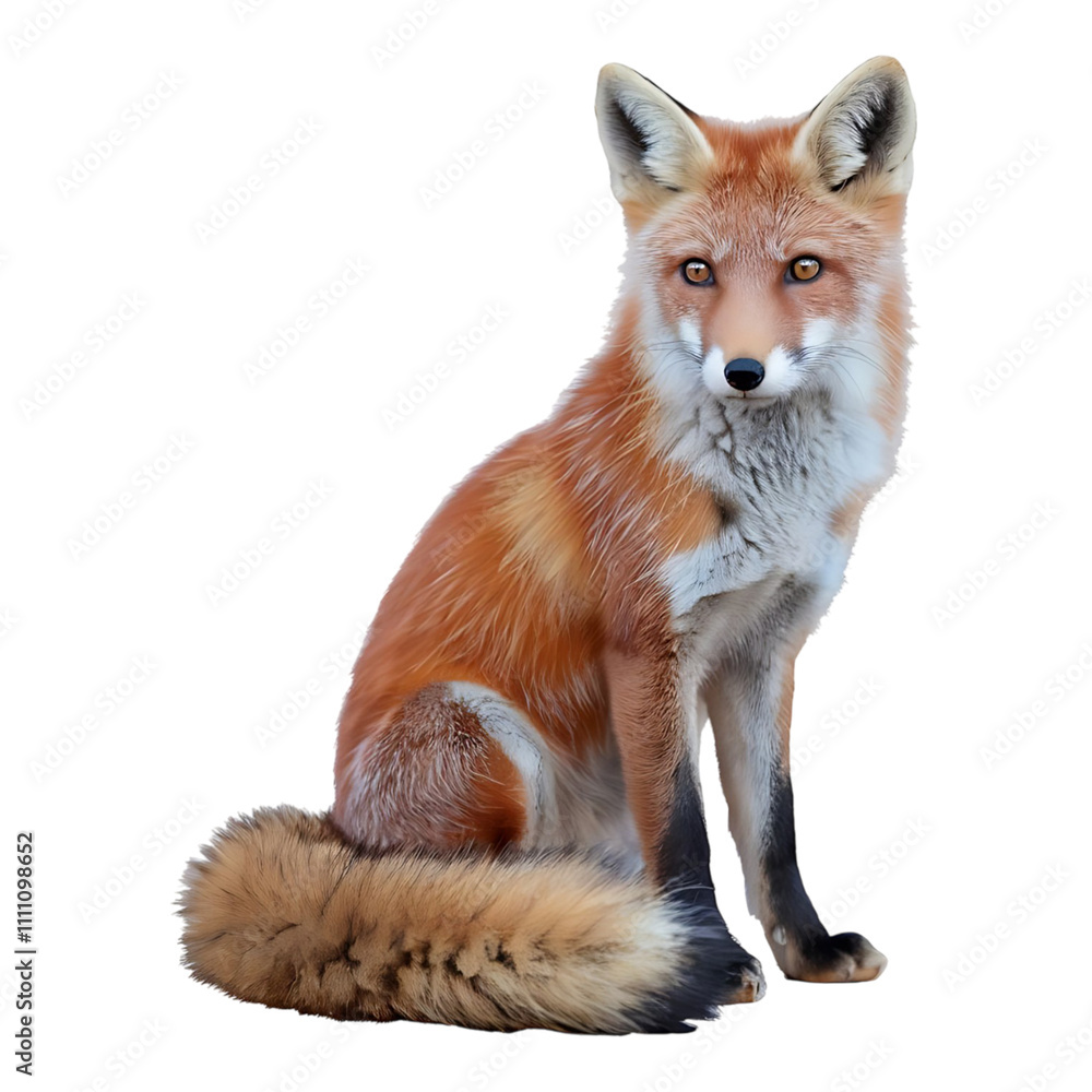 Obraz premium Regal red fox with striking features sitting gracefully