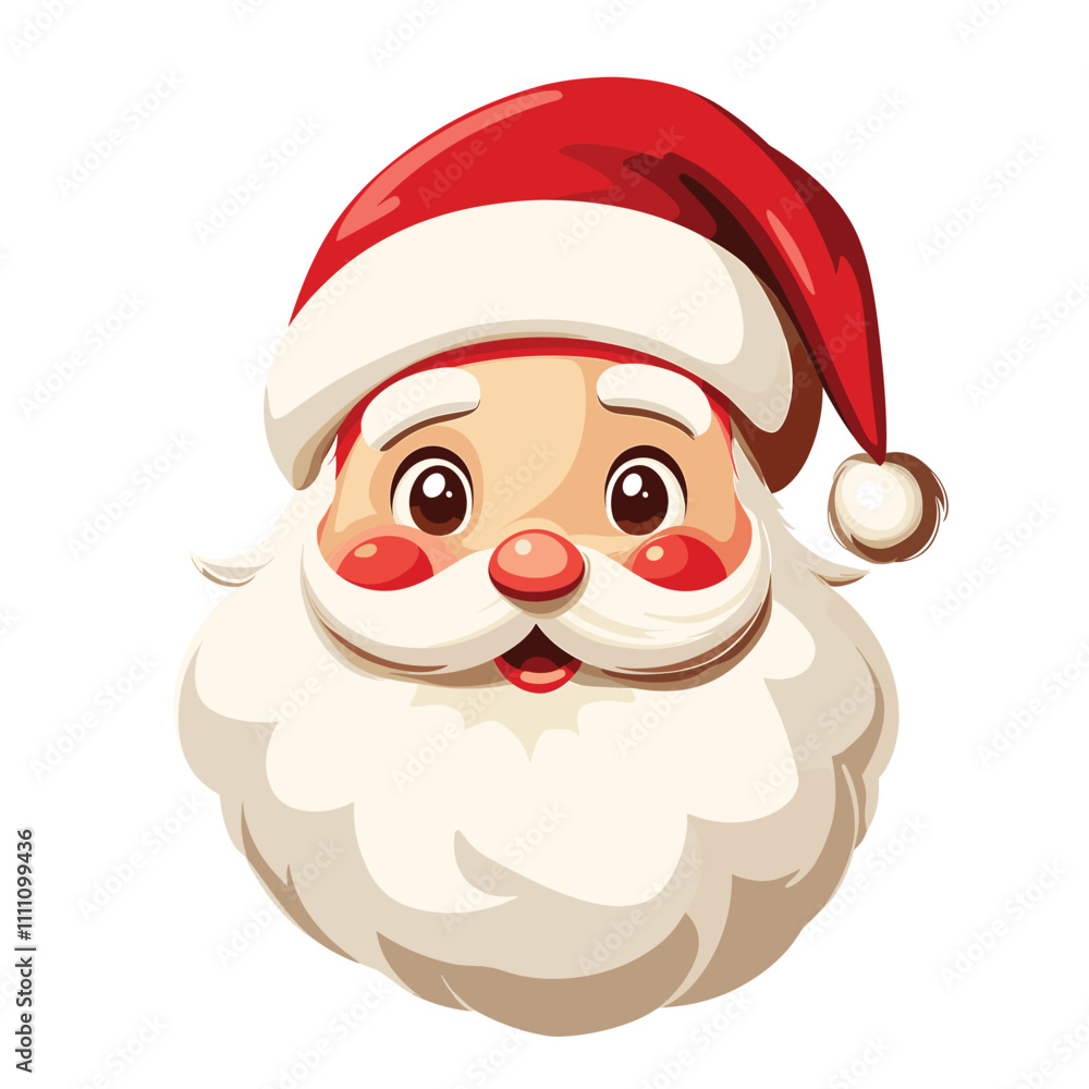 Cute Santa Claus illustration with rosy cheeks and big eyes. Cute Santa Claus illustration with rosy cheeks and big eyes.