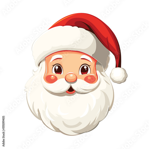 Cute Santa Claus illustration with rosy cheeks and big eyes.