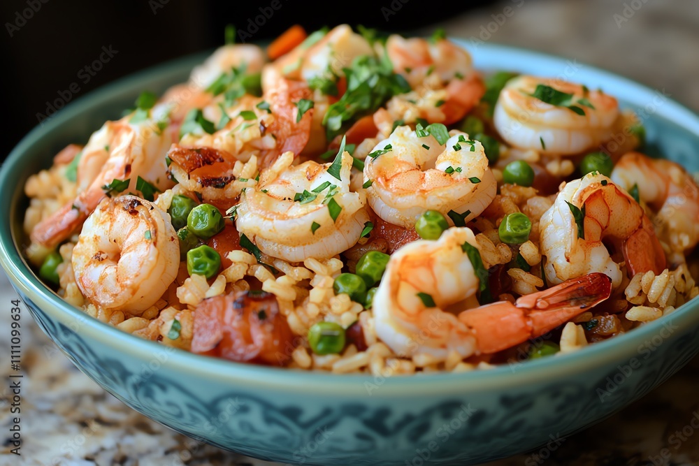 Colorful Seafood and Vegetable Paella Platter Colorful Seafood and Vegetable Paella Platter
