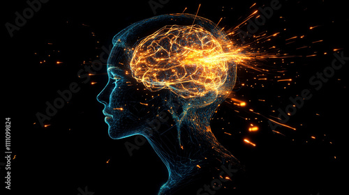 Human Brain Sparks Innovation Ideas Intelligence Mind Power Creativity Concept