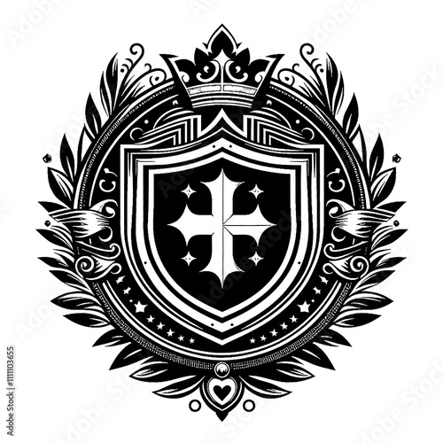 shield frame vector black and white