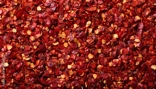 Dazzling display of crushed Mediterranean chili flakes showcasing vibrant red tones perfect for culinary delights