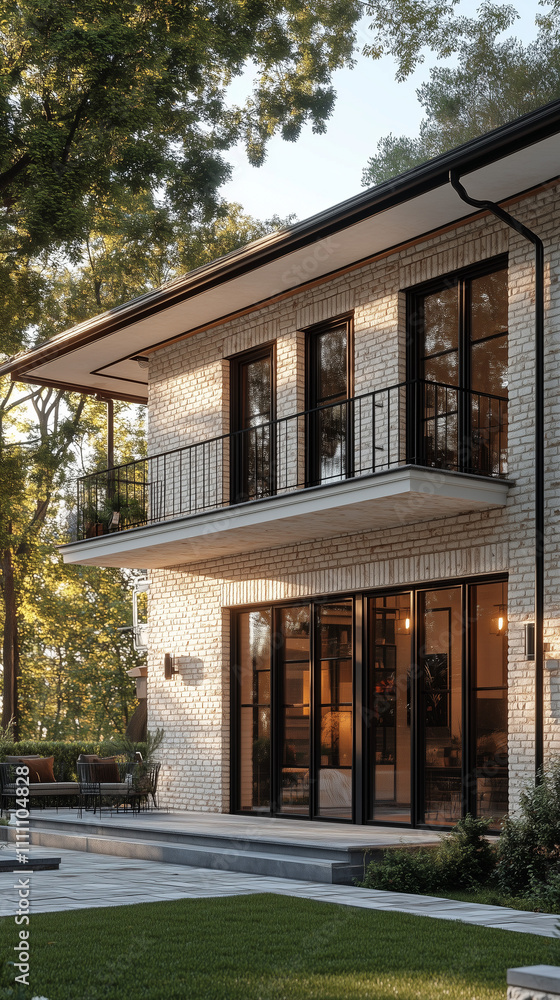Fototapeta premium Architecture Brick House White Brick Facade