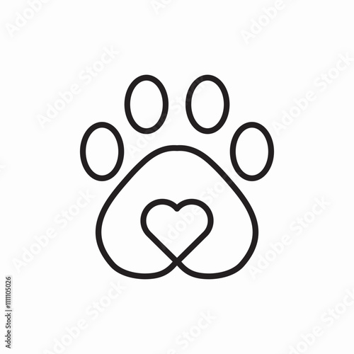 pet paw love icon sign vector