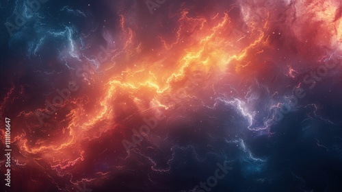 A colorful space with a red and blue line of fire