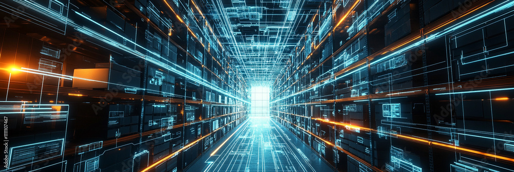 Futuristic Data Highway Digital Tunnel of Information Technology Futuristic Data Highway Digital Tunnel of Information Technology