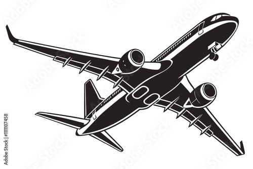 Airplane silhouette vector illustration on white background