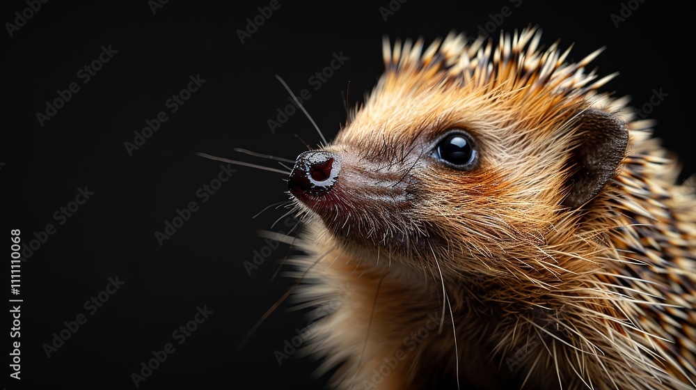 hedgehog isolated on black background close up hedgehog isolated on black background close up