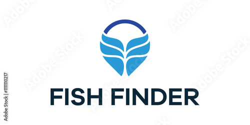 Whale tail logo and location, pin and whale logo