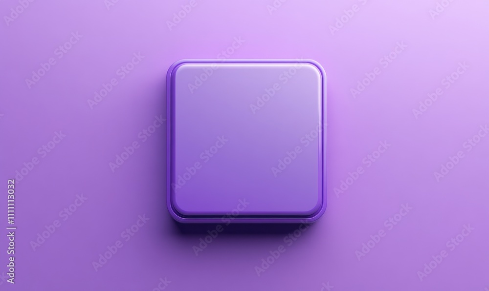 Purple square button on purple background. Purple square button on purple background.