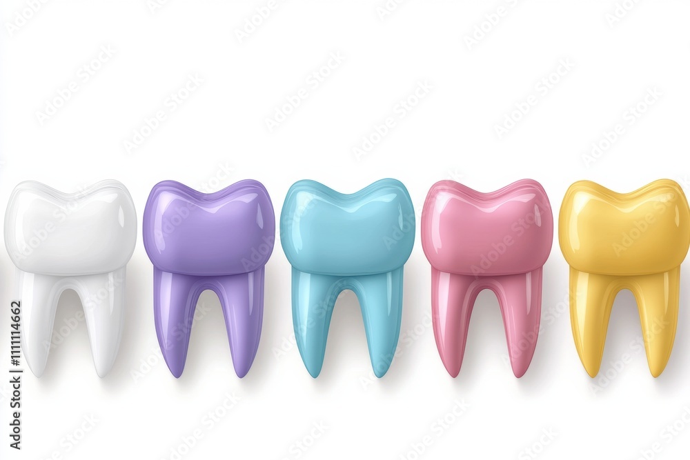 Schematic design showing a row of healthy teeth with colored dental implants on a clean white background, featuring blank space for notes. Generative AI Schematic design showing a row of healthy teeth with colored dental implants on a clean white background, featuring blank space for notes. Generative AI