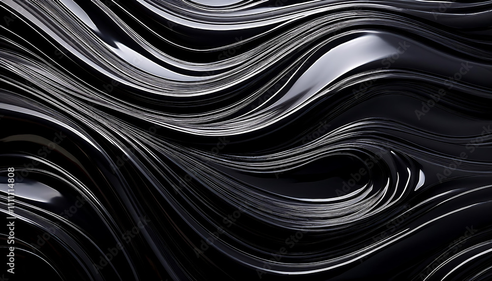 Glossy black obsidian surface showcasing natural waves and reflections with a sleek aesthetic Glossy black obsidian surface showcasing natural waves and reflections with a sleek aesthetic