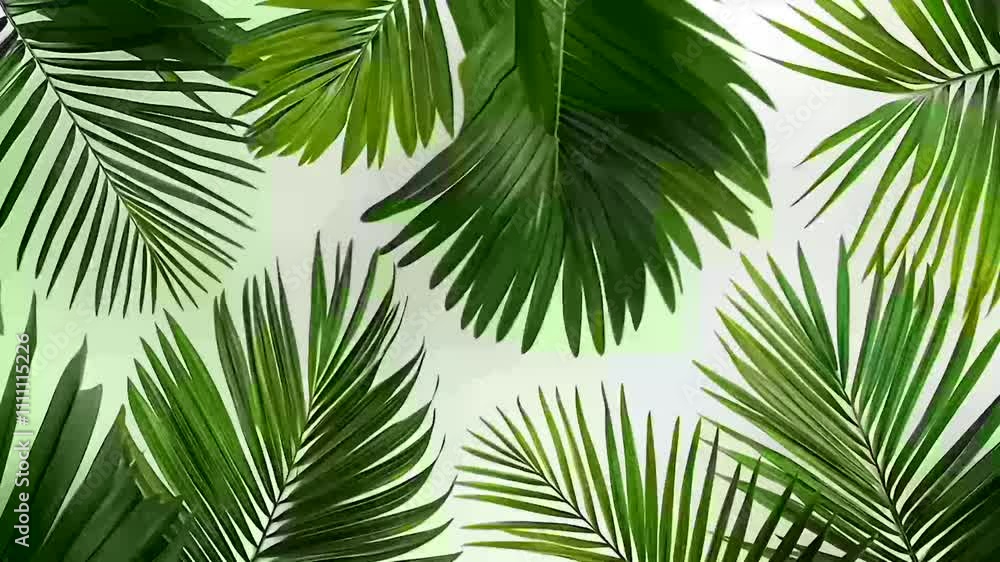 Palm leaves cast a long shadow on a white wall on a sunny afternoon Palm leaves cast a long shadow on a white wall on a sunny afternoon