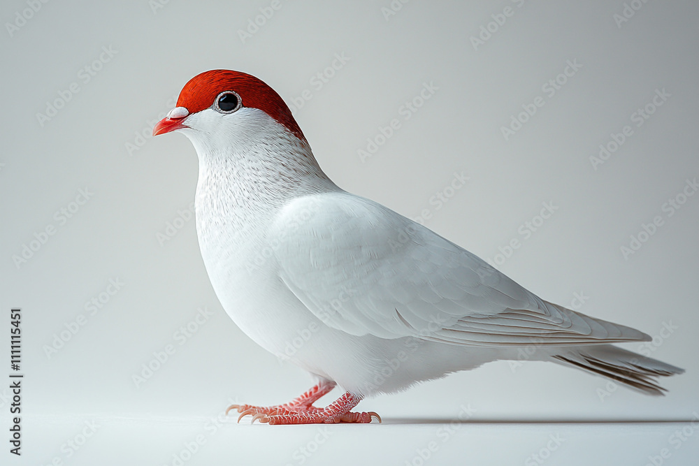 Elegant White Dove With A Red Cap Elegant White Dove With A Red Cap