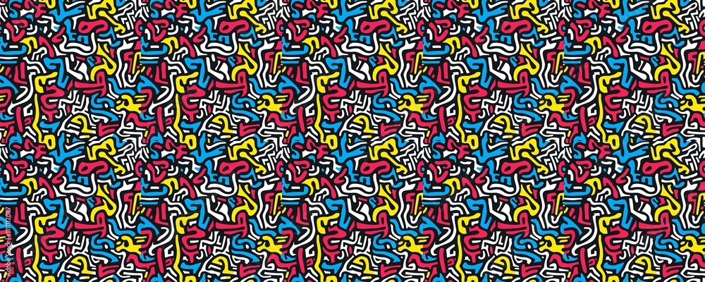 seamless pattern of Abstract colorful graffiti pattern red blue yellow vibrant energy playful design seamless pattern of Abstract colorful graffiti pattern red blue yellow vibrant energy playful design