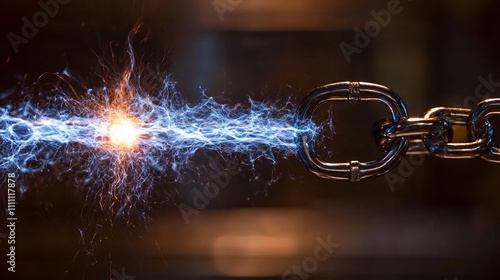 A close-up of a chain with electric sparks, illustrating energy and connection.