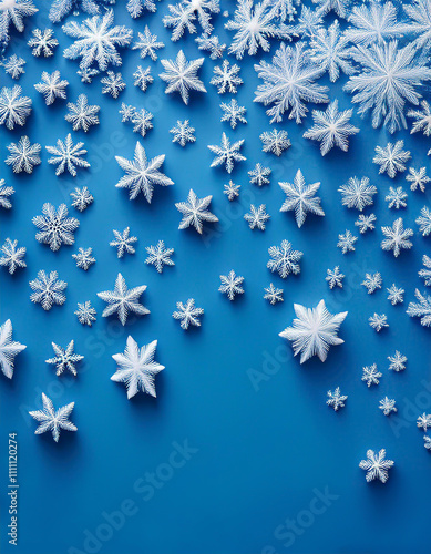 Wallpaper Mural Zimowe niebieskie tło świąteczne. Pada śnieg. Abstrakcyjne gwiazdki śnieżynki. Ilustracja, tapeta świąteczna Torontodigital.ca