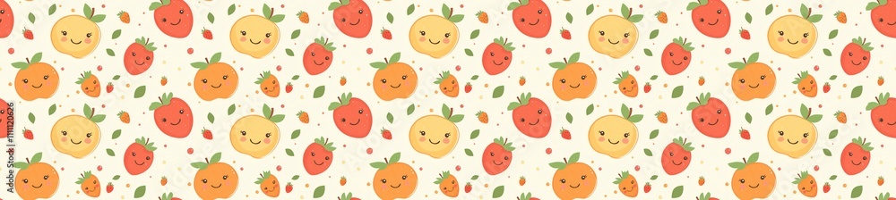 seamless pattern of Happy fruit orange yellow red cheerful summer design seamless pattern of Happy fruit orange yellow red cheerful summer design