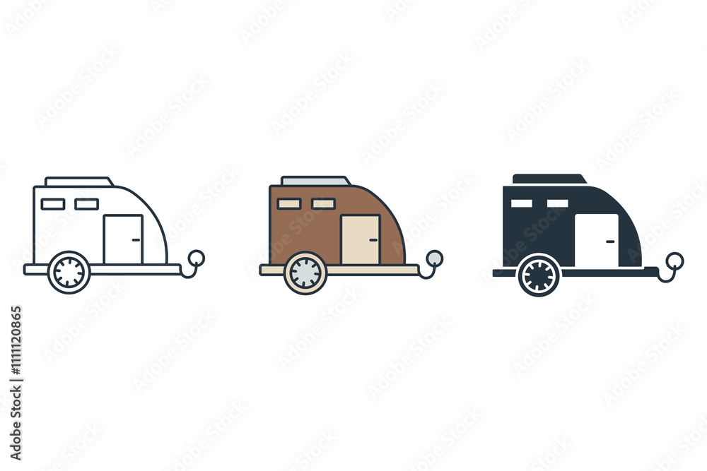 caravan icons symbol vector elements for infographic web caravan icons symbol vector elements for infographic web