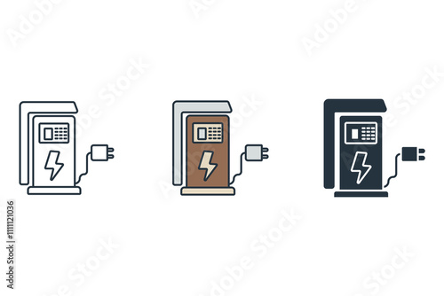 charging station icons  symbol vector elements for infographic web