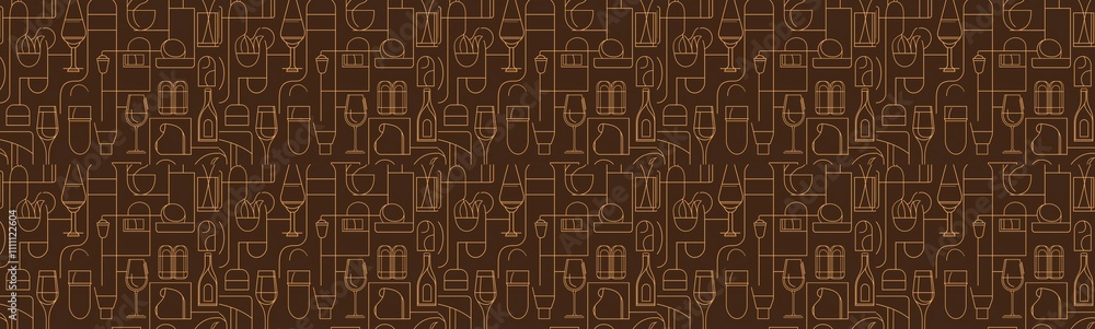 seamless pattern of Abstract brown orange line art wine bar cafe concept design elegant mood autumn season seamless pattern of Abstract brown orange line art wine bar cafe concept design elegant mood autumn season