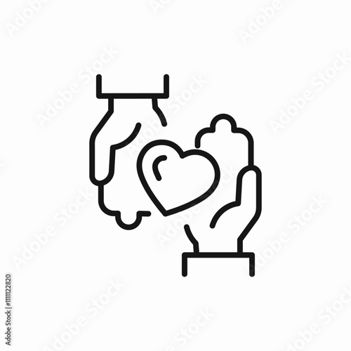 give hand heart love icon sign vector